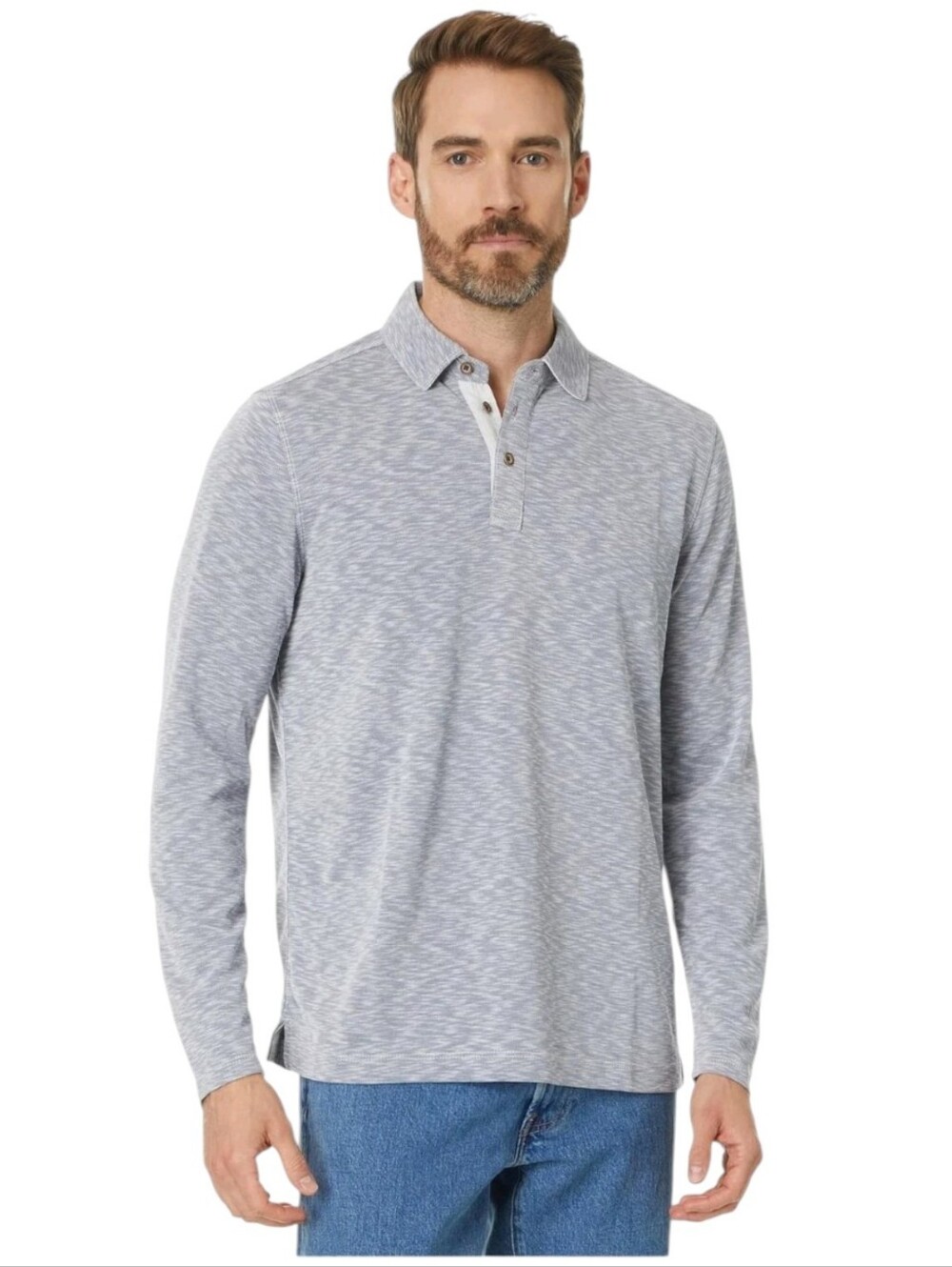Johnston Murphy Mens Size Large Long Sleeve Polo Blue NWT Preppy Normcore